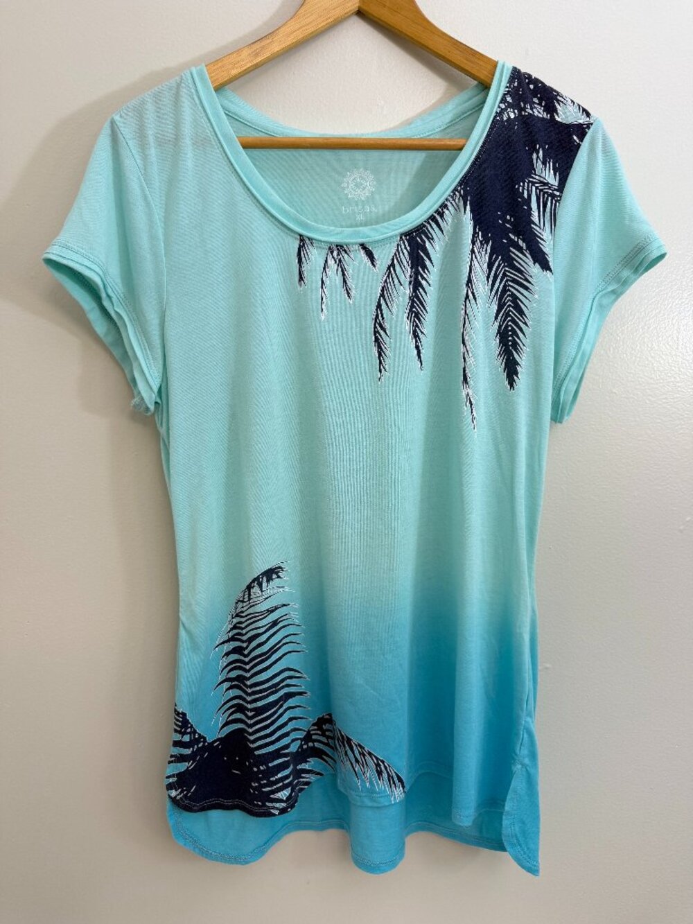 Brisas Aqua Womens Summer Top XL Cap Sleeves Activewear Lightweight‎ Pullover